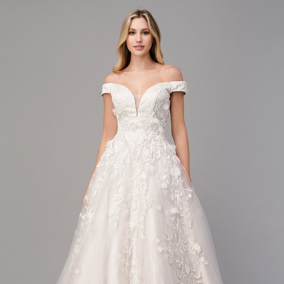 NEW WHITE LONG OFF SHOULDER SLEEVELESS TULLE DRESS WITH ZIPPER BACK AL A1027W